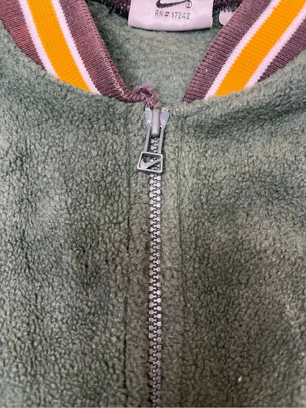 Nike Vintage Kids Green & Yellow Zip Fleece Jacket